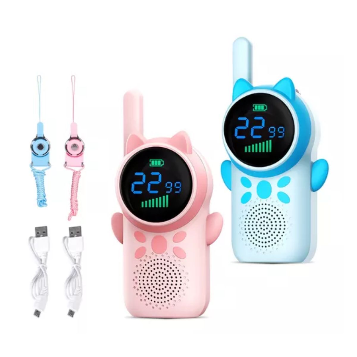 Radios Walkie Talkies Para Niños Pantalla A Color 2 Piezas azul/rosa