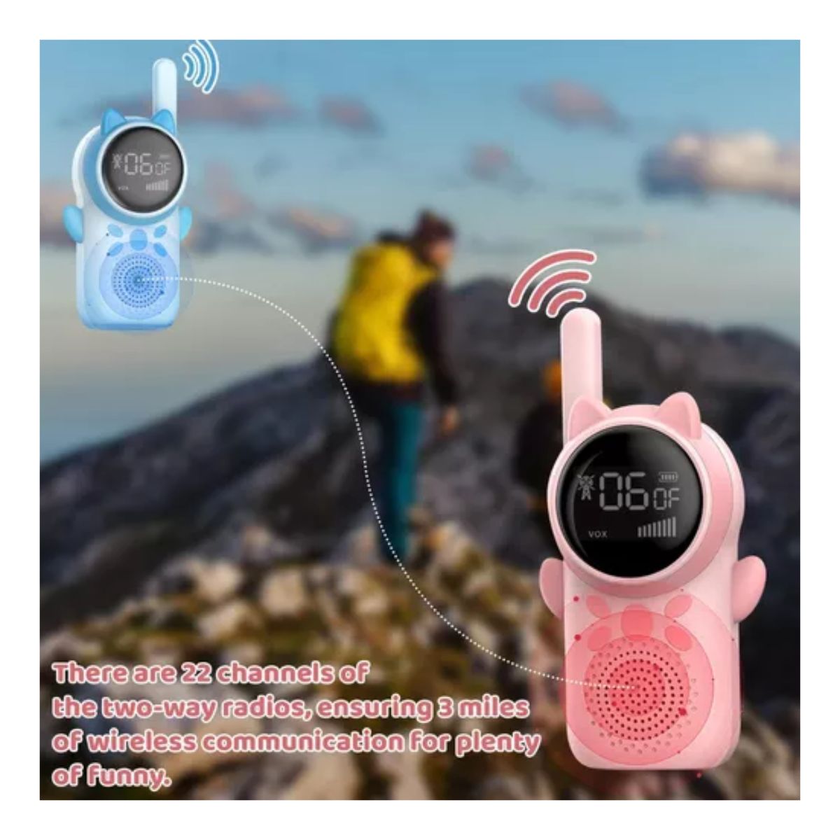 Radios Walkie Talkies Para Niños Pantalla A Color 2 Piezas azul/rosa