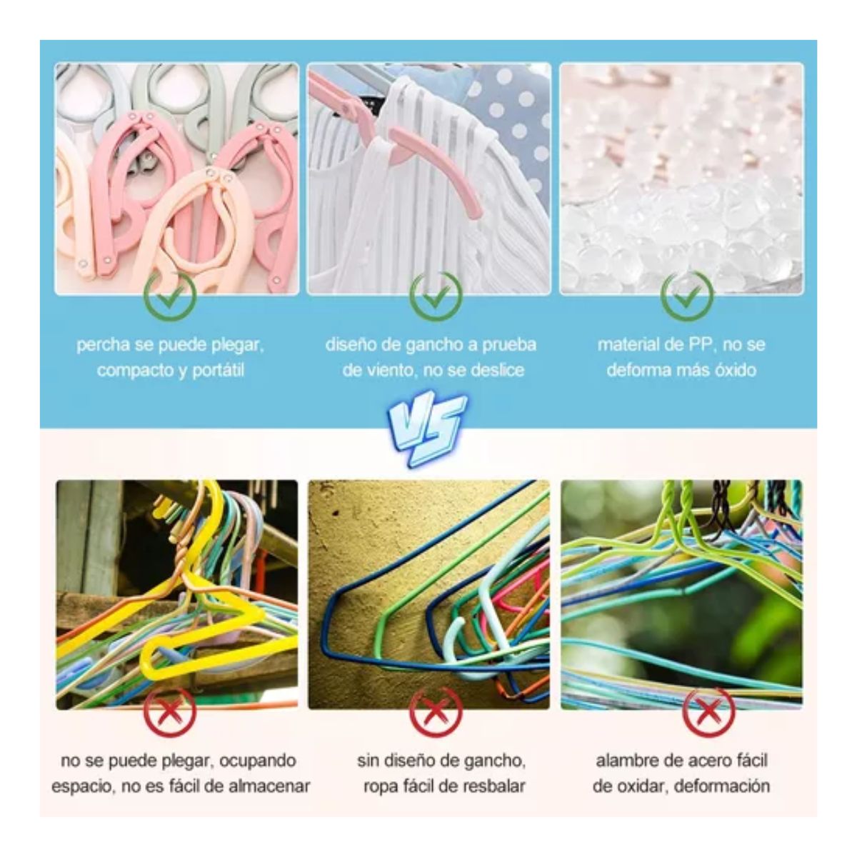 30 Ganchos Para Ropa Plegable Varios Colores 