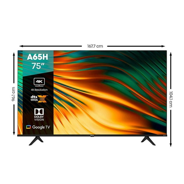 Pantalla Smart TV Hisense 75A65H - 75" - 4K Ultra HD - Wi-Fi - HDMI - USB