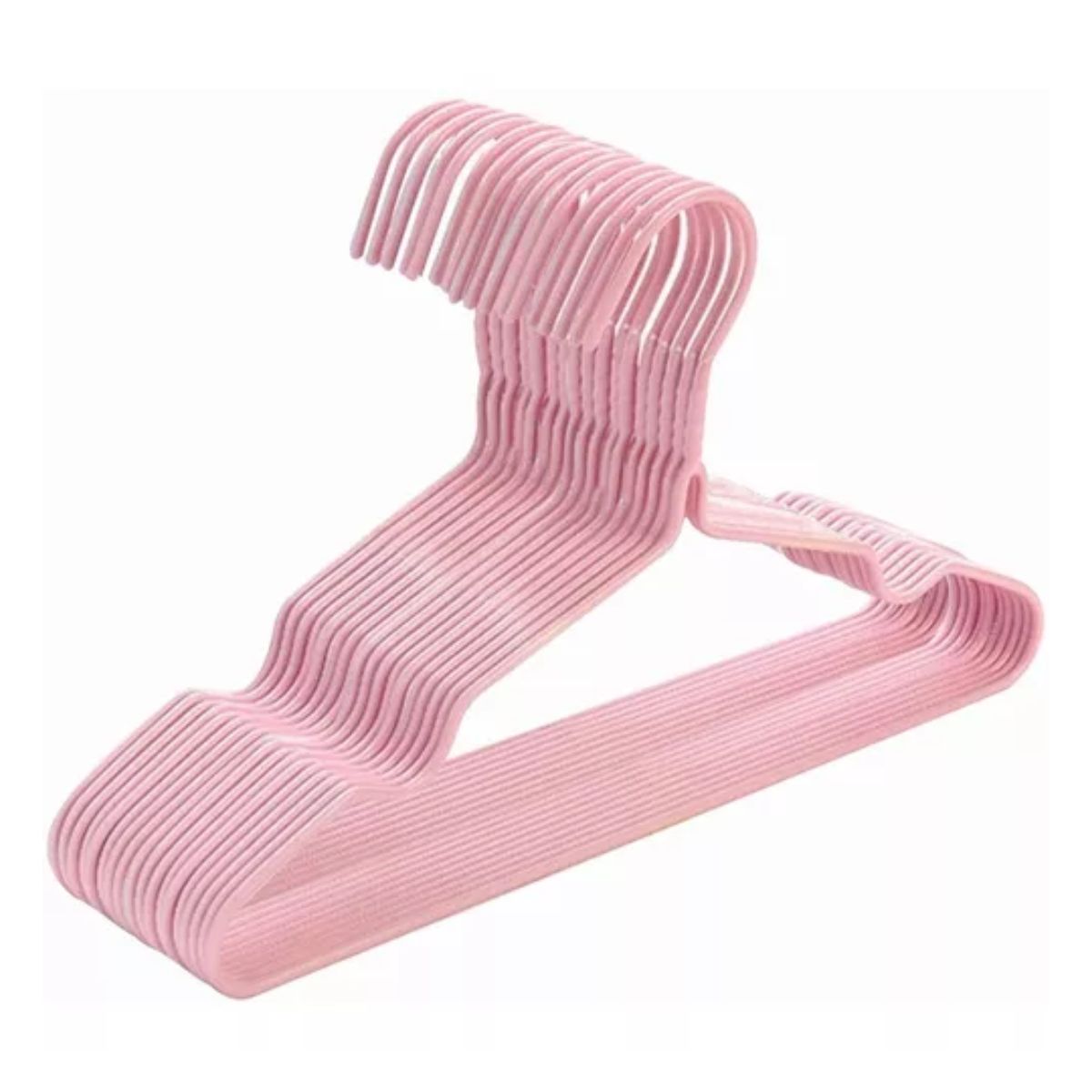 20 Ganchos Ropa Perchas De Acero Inoxidable Infantil Niño Rosa