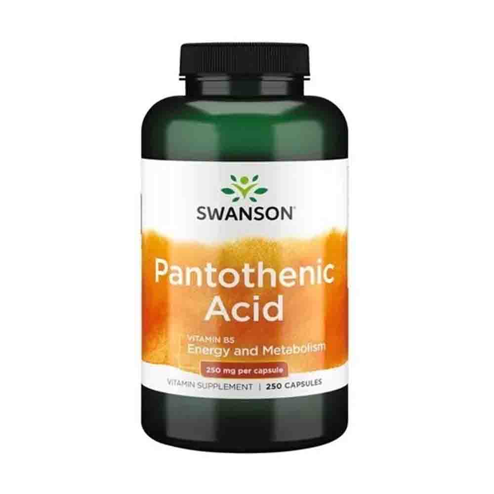 Acido Pantotenico Vitamina B5 250mg Swanson 250 capsulas Energia y Metabolismo 