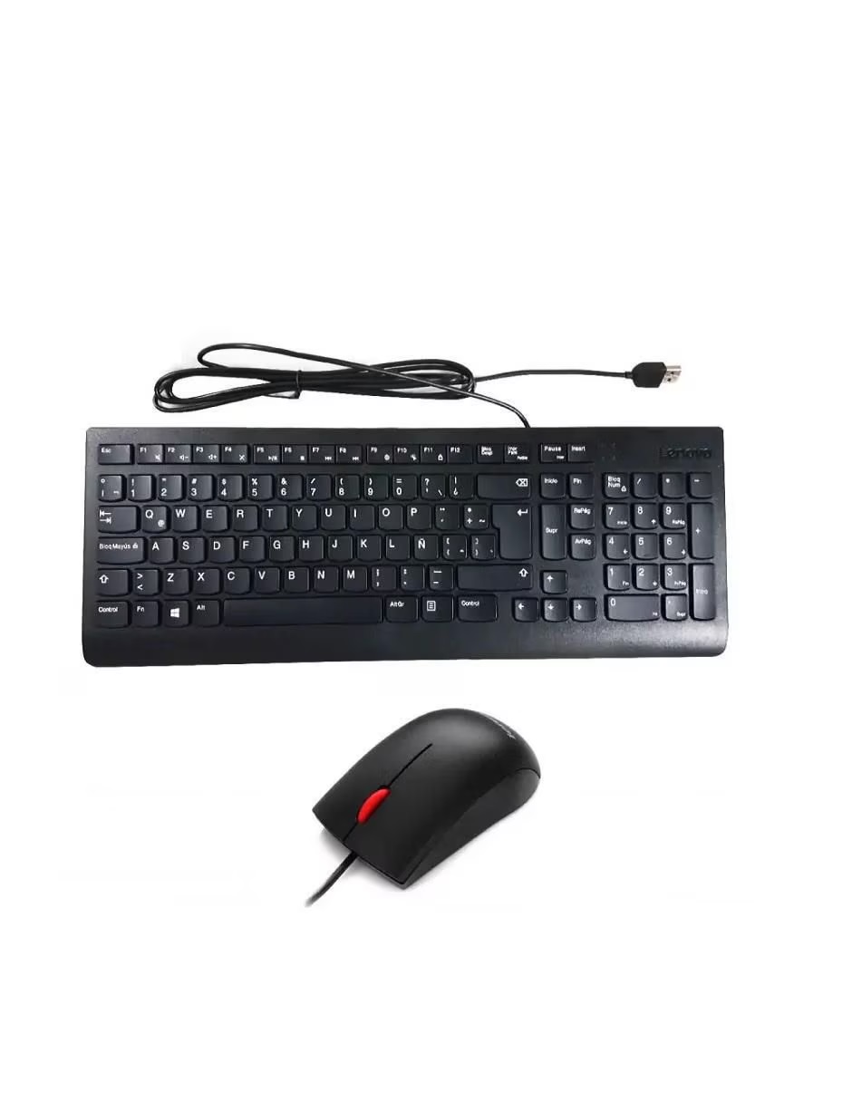 Kit de Teclado y Mouse Lenovo Essential, Alámbrico, USB, Negro (Español)