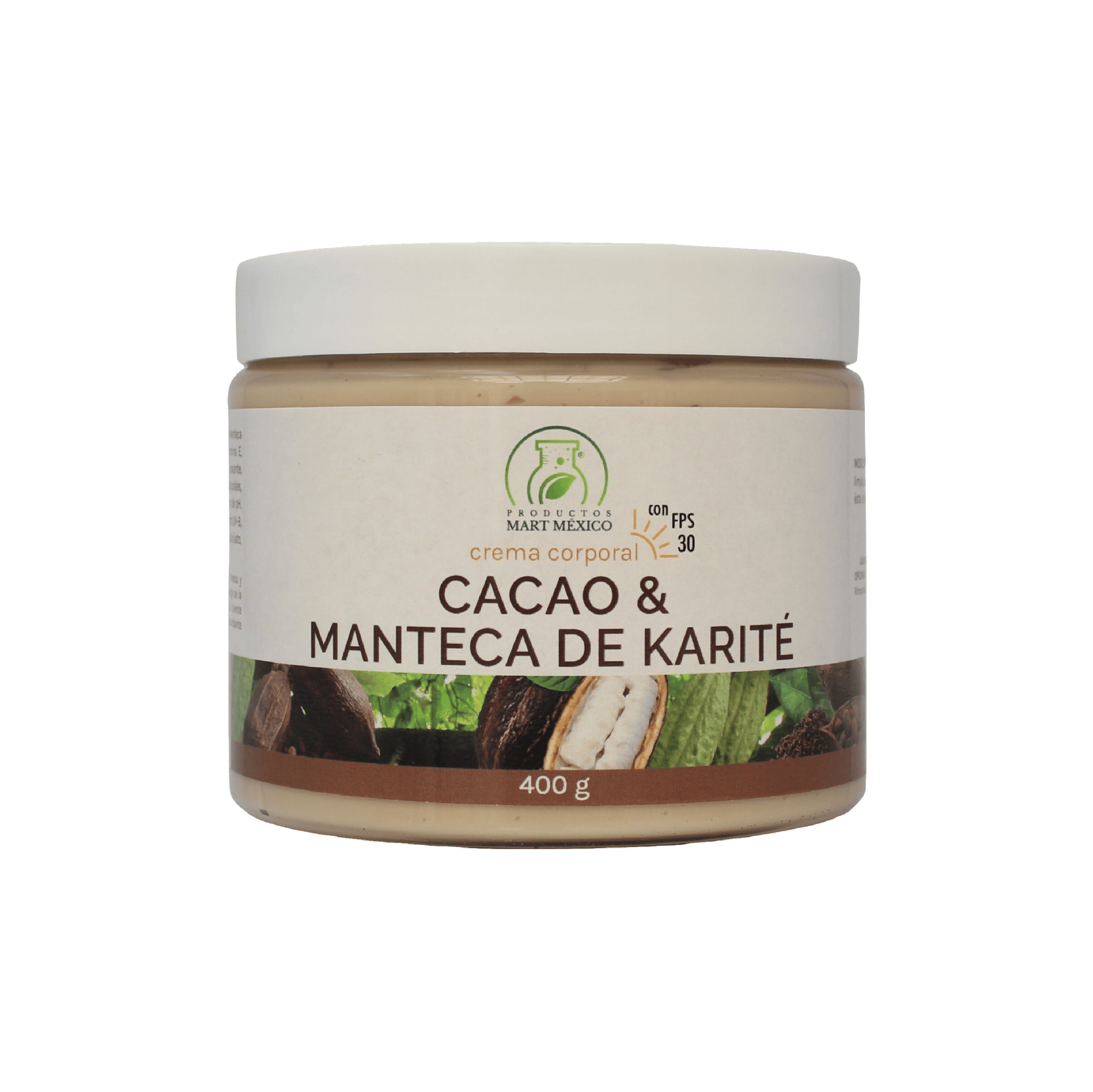 Crema Corporal de Cacao Con Manteca De Karité Con Filtro Solar Máxima Nutrición 400gr