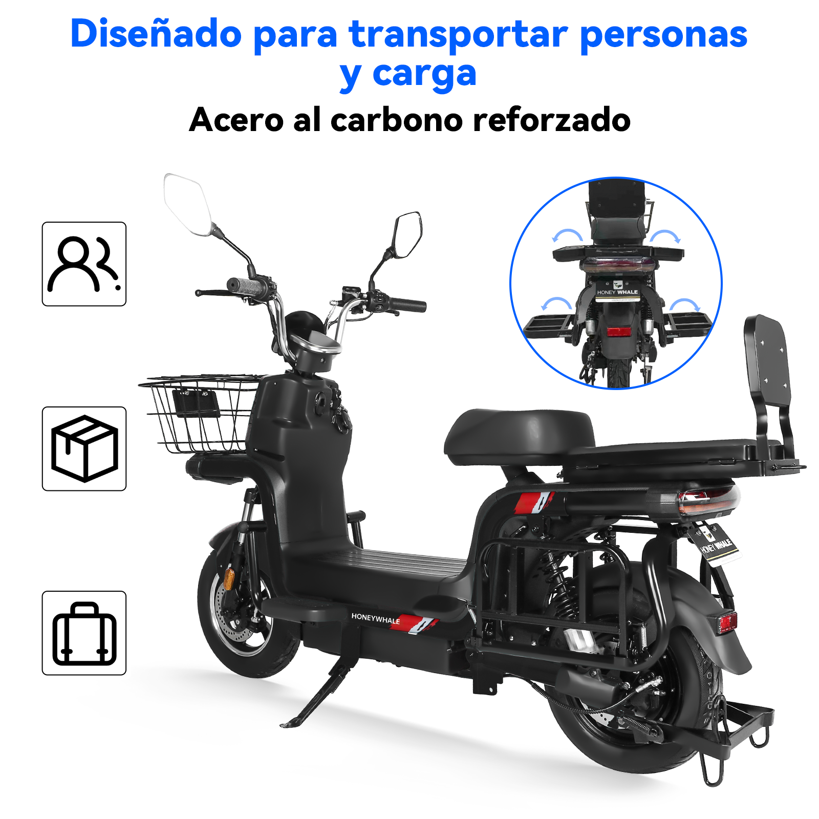 Motobici Eléctrica Honey Whale U7S Negro.