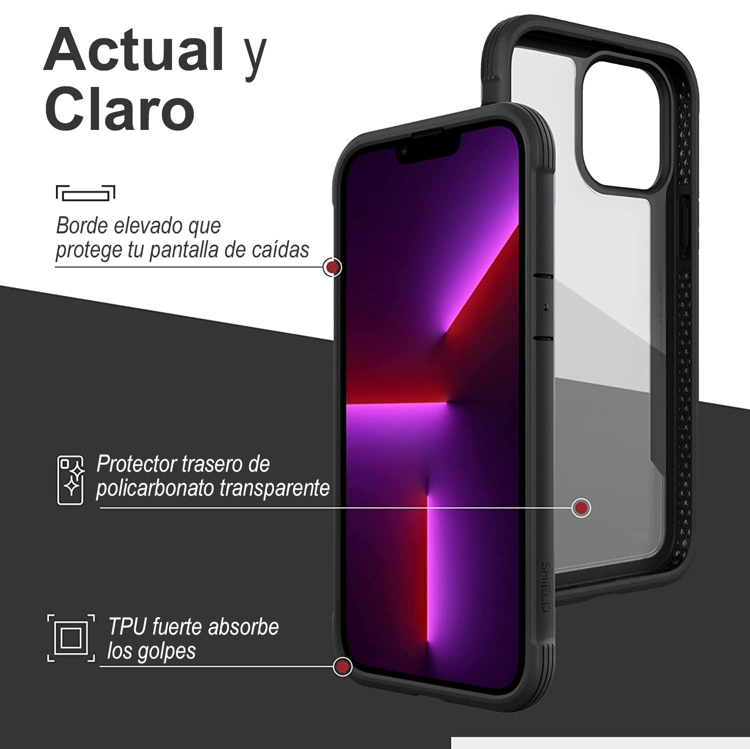 Funda Uso Rudo con Marco Aluminio Raptic Shield para iPhone 13 Pro Max Black