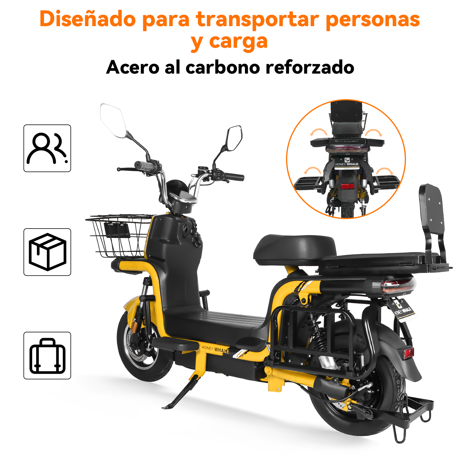 Motobici Eléctrica Honey Whale U7S Amarillo .