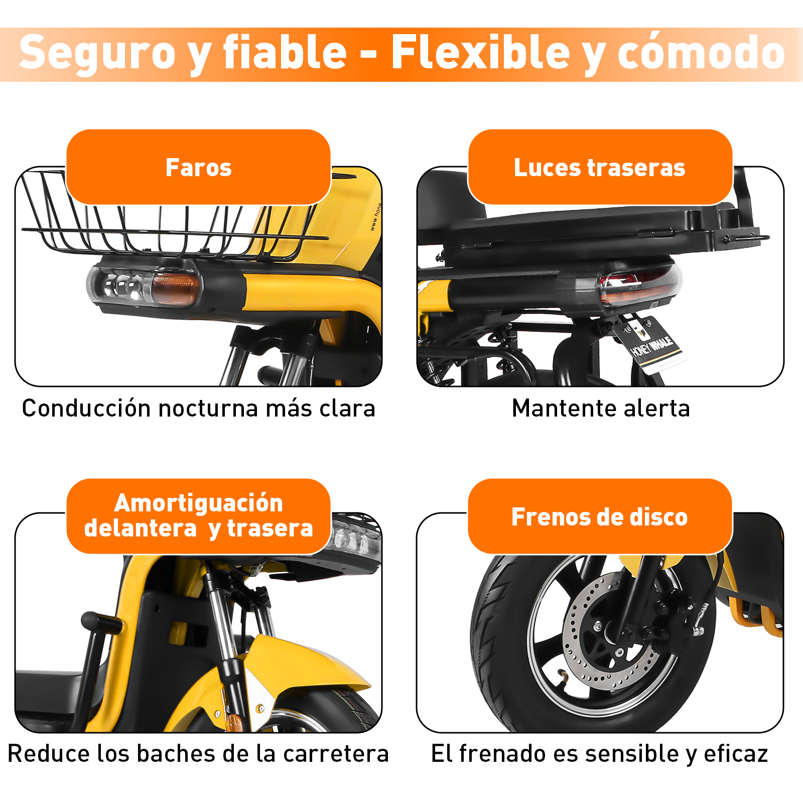 Motobici Eléctrica Honey Whale U7S Amarillo .