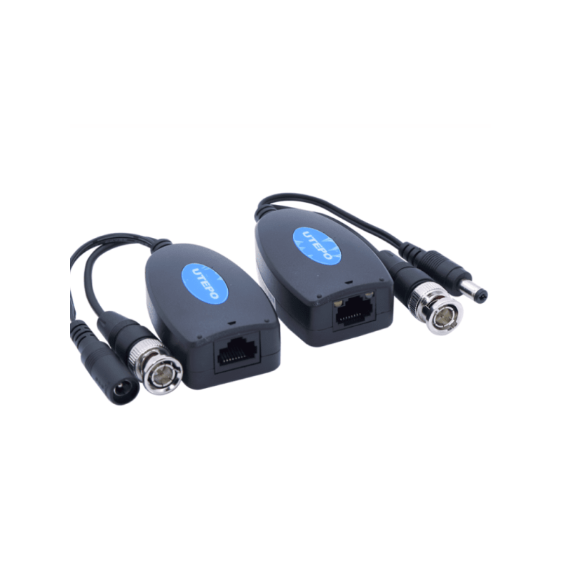 Kit de Transceptores Pasivos 4 en 1 Utepo BNC-M/RJ-45, Negro