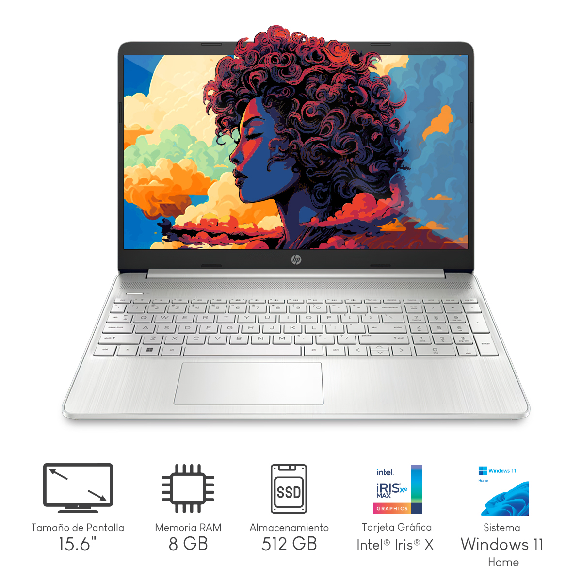 Combo Laptop HP 15-DY5009LA Intel CI7 8GB 512GB 15.6Pulg HD w11h 6H9F1LA + Audífonos 