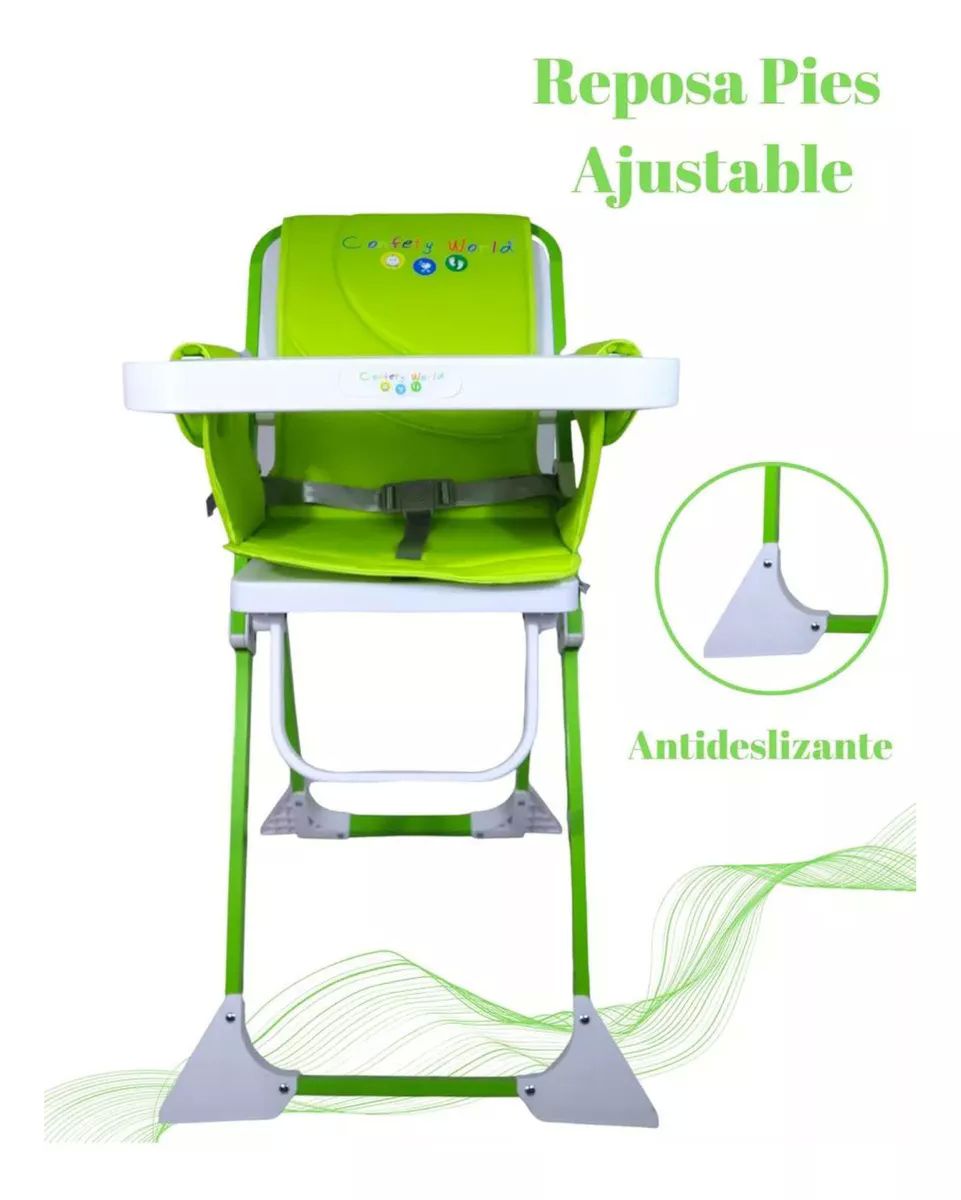 Silla Alta Periquera Para Bebé Plegable Confety Sun - Verde