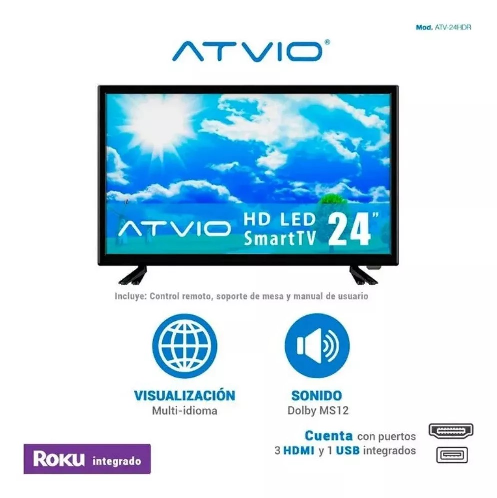 Pantalla Atvio ATV-24HDR Smart TV HD 24 Pulgadas