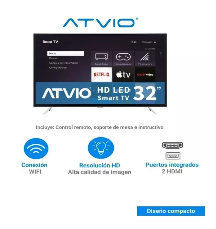 Pantalla Atvio ATV-32SMR Smart TV LED HD 32