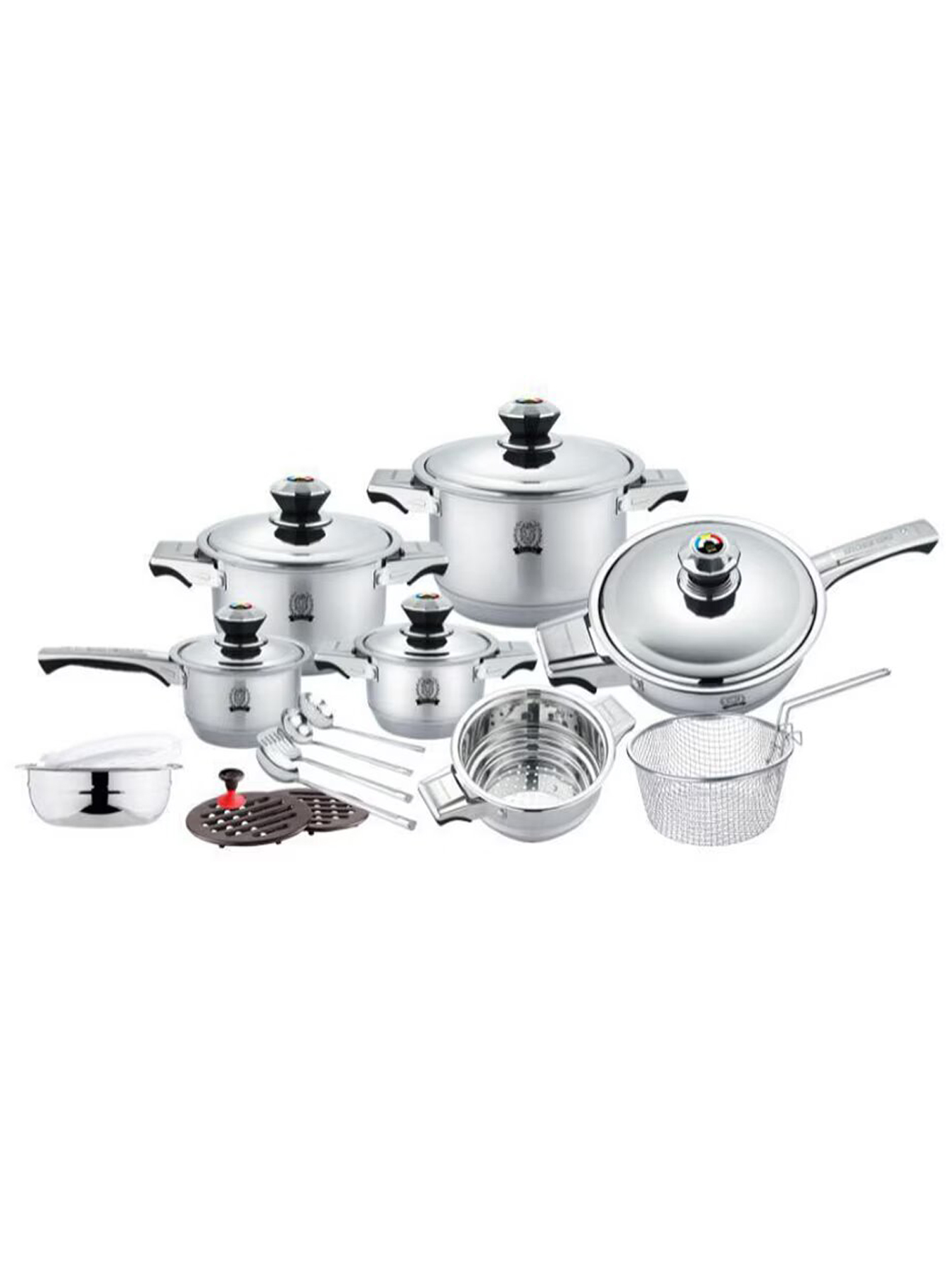 Batería de Cocina Royal Kitchen King Acero Inoxidable Quirúrgico 18/10 Mod. Prestige 21 PZ