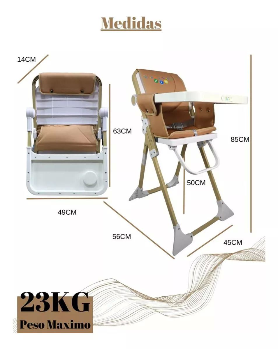Silla Alta Periquera Para Bebé Plegable Confety Sun - Khaki