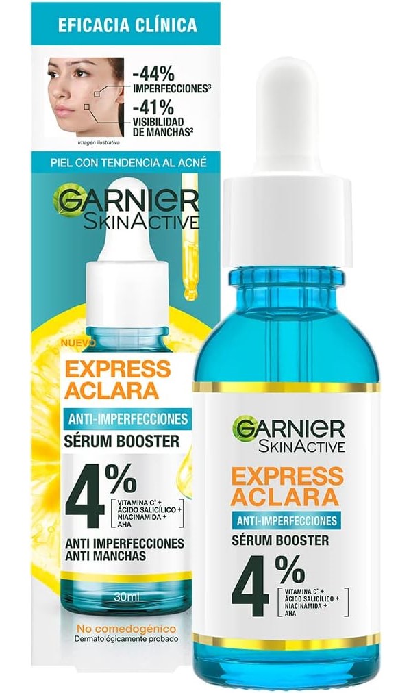 Reductor de Manchas Garnier SkinActive, Express Aclara, Crema y Sérum Facial, Vitamina C, 2 piezas