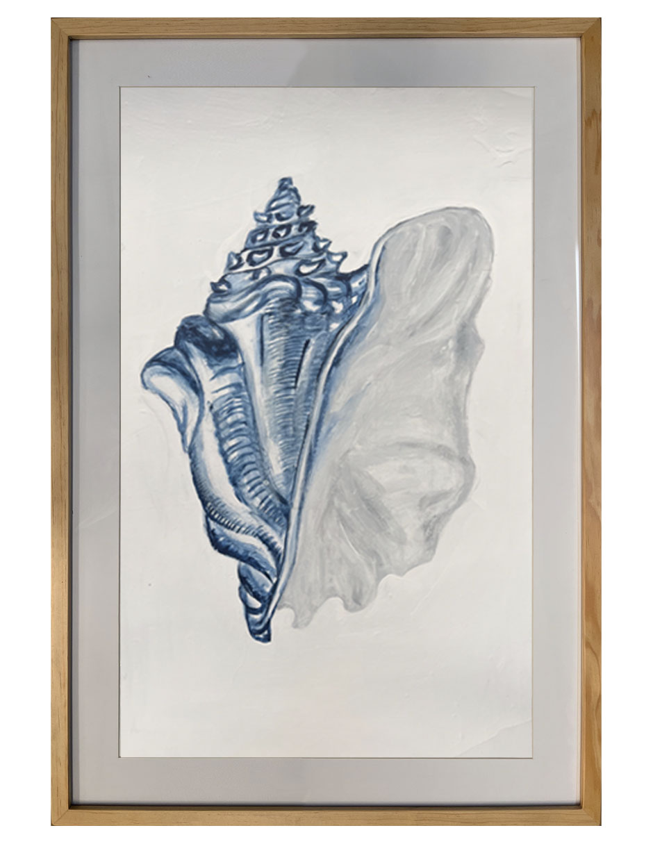 Cuadro decorativo de concha de mar pintado a mano técnica acrílico