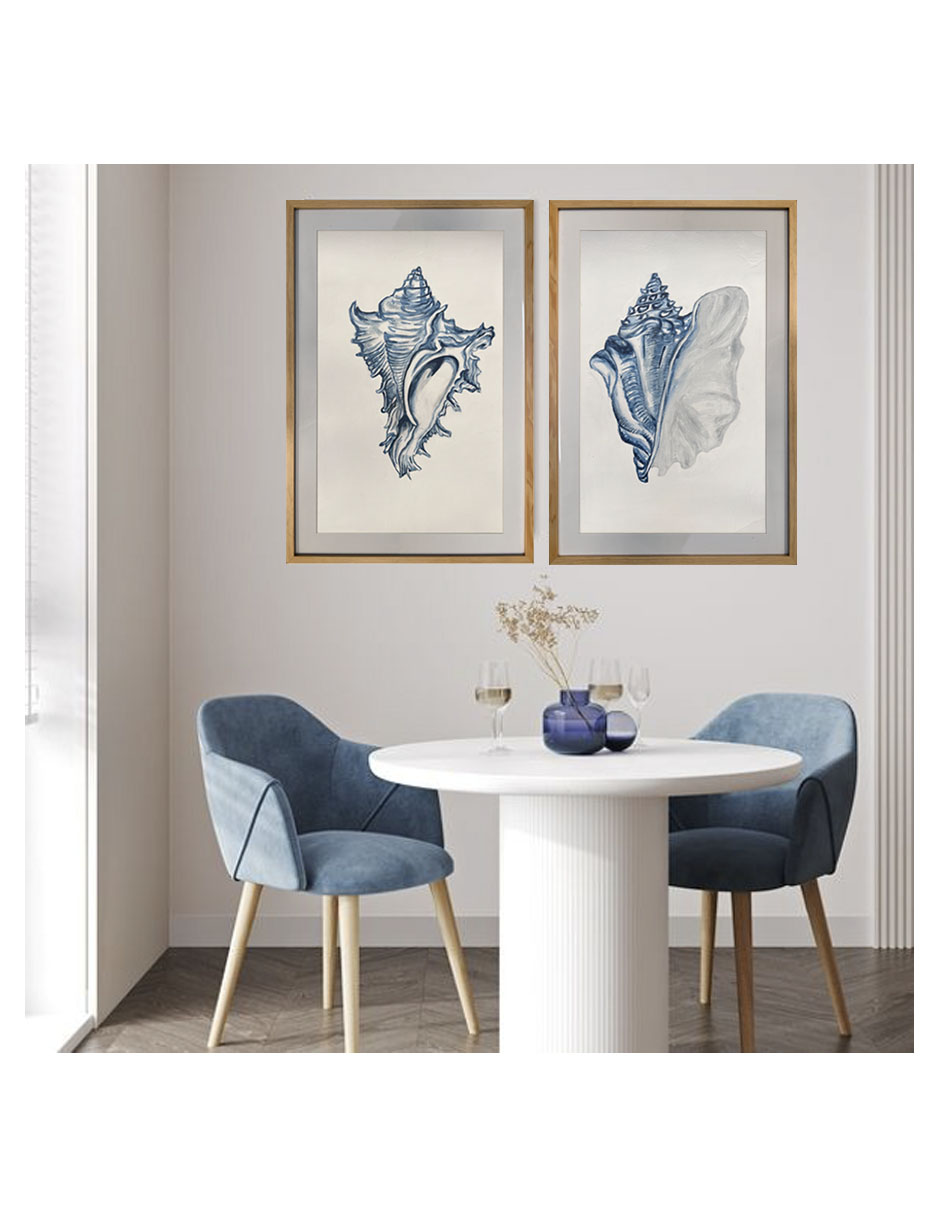 Cuadro decorativo de concha de mar pintado a mano técnica acrílico