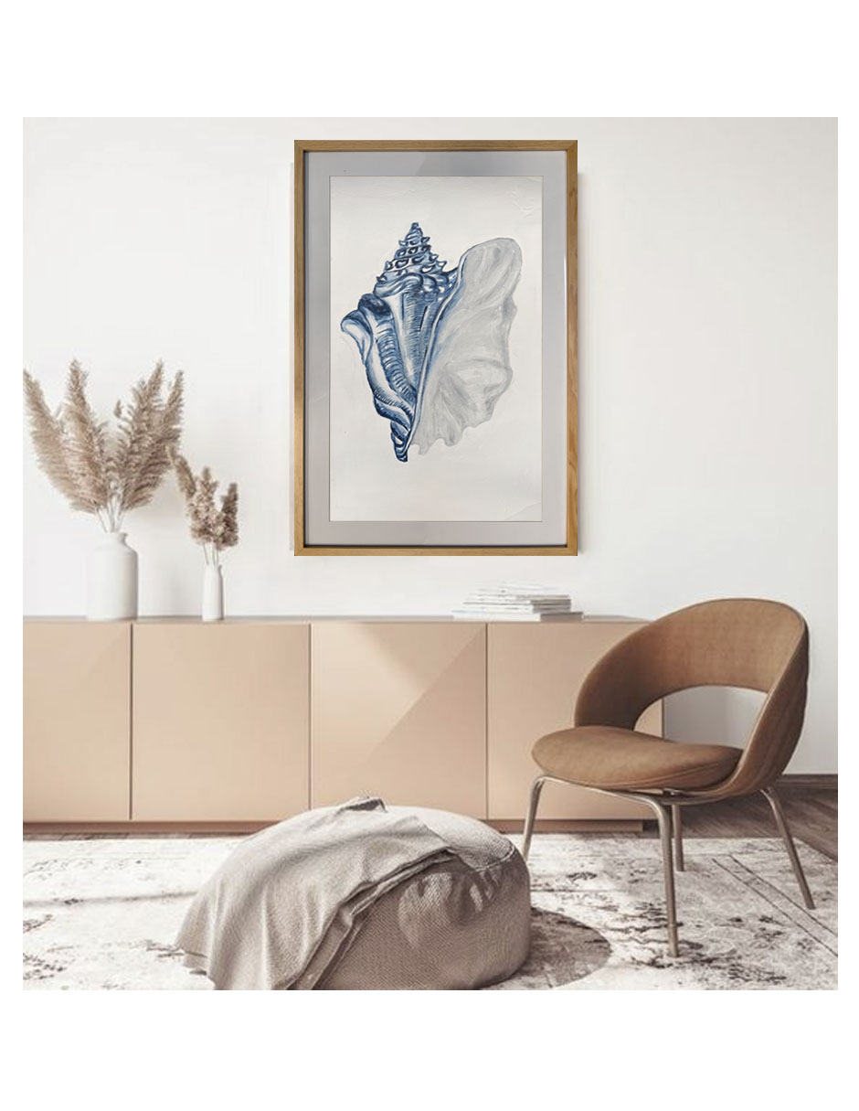 Cuadro decorativo de concha de mar pintado a mano técnica acrílico