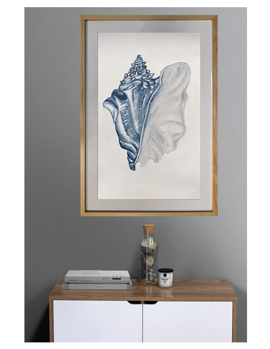 Cuadro decorativo de concha de mar pintado a mano técnica acrílico