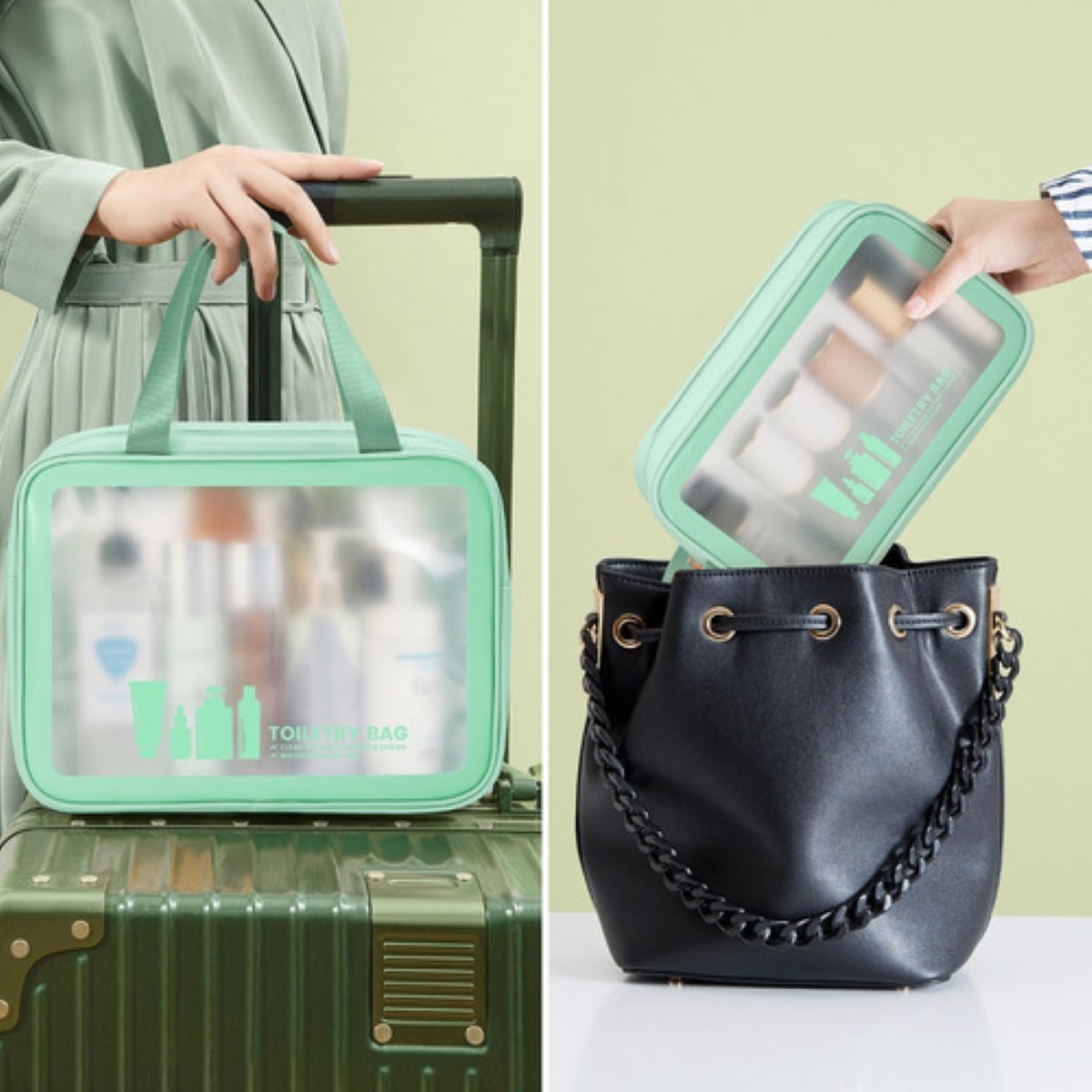 Estuches De Maquillaje Bolsa Cosmetiquera Set 3 Neceser Verde