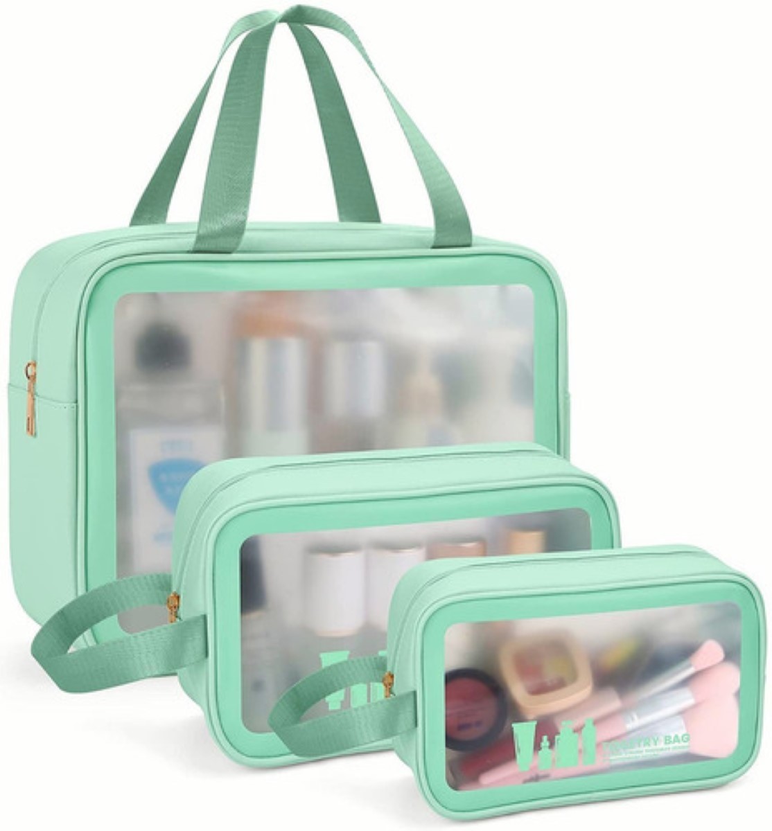 Estuches De Maquillaje Bolsa Cosmetiquera Set 3 Neceser Verde
