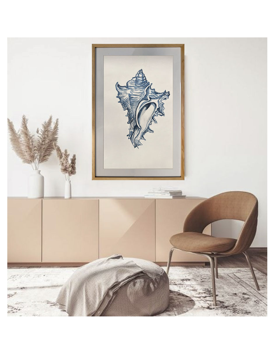 Cuadro decorativo de concha de mar pintado a mano técnica acrílico