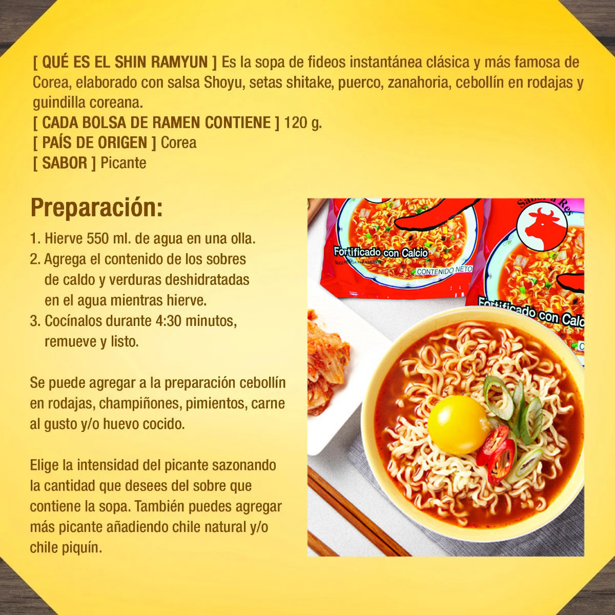 Sopa Instantánea Ramen Coreana Picante Ottogi Sabor de Res Un Paquete de 10 Bolsas