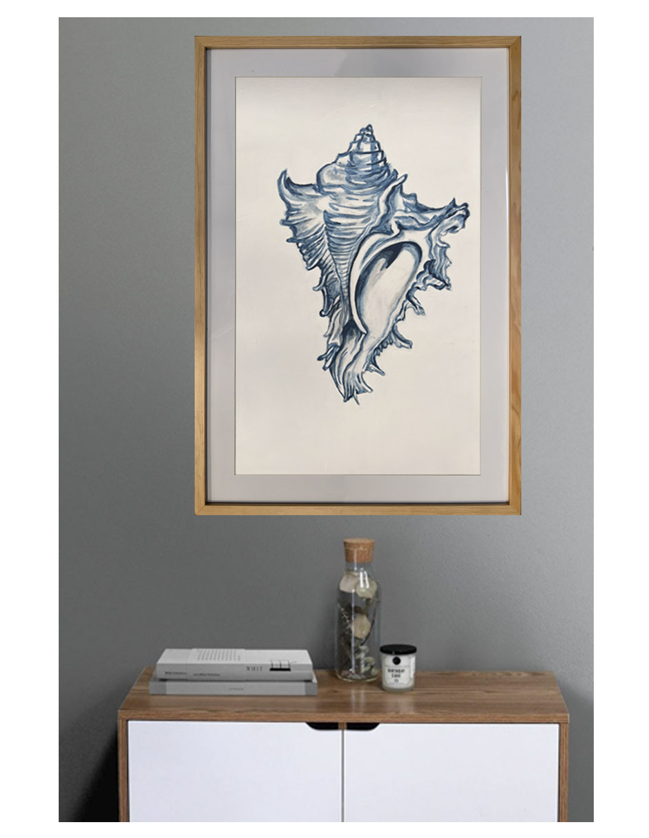 Cuadro decorativo de concha de mar pintado a mano técnica acrílico