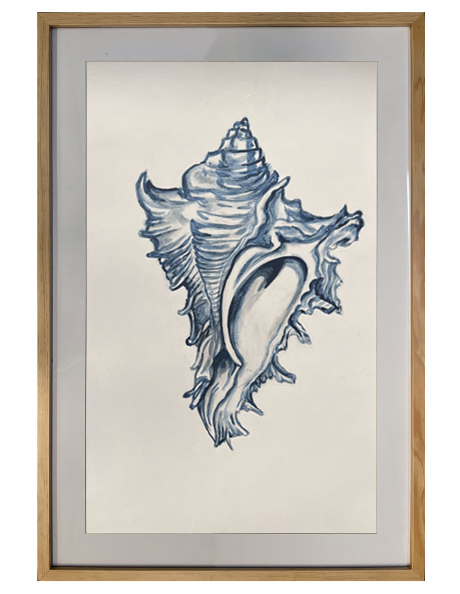 Cuadro decorativo de concha de mar pintado a mano técnica acrílico