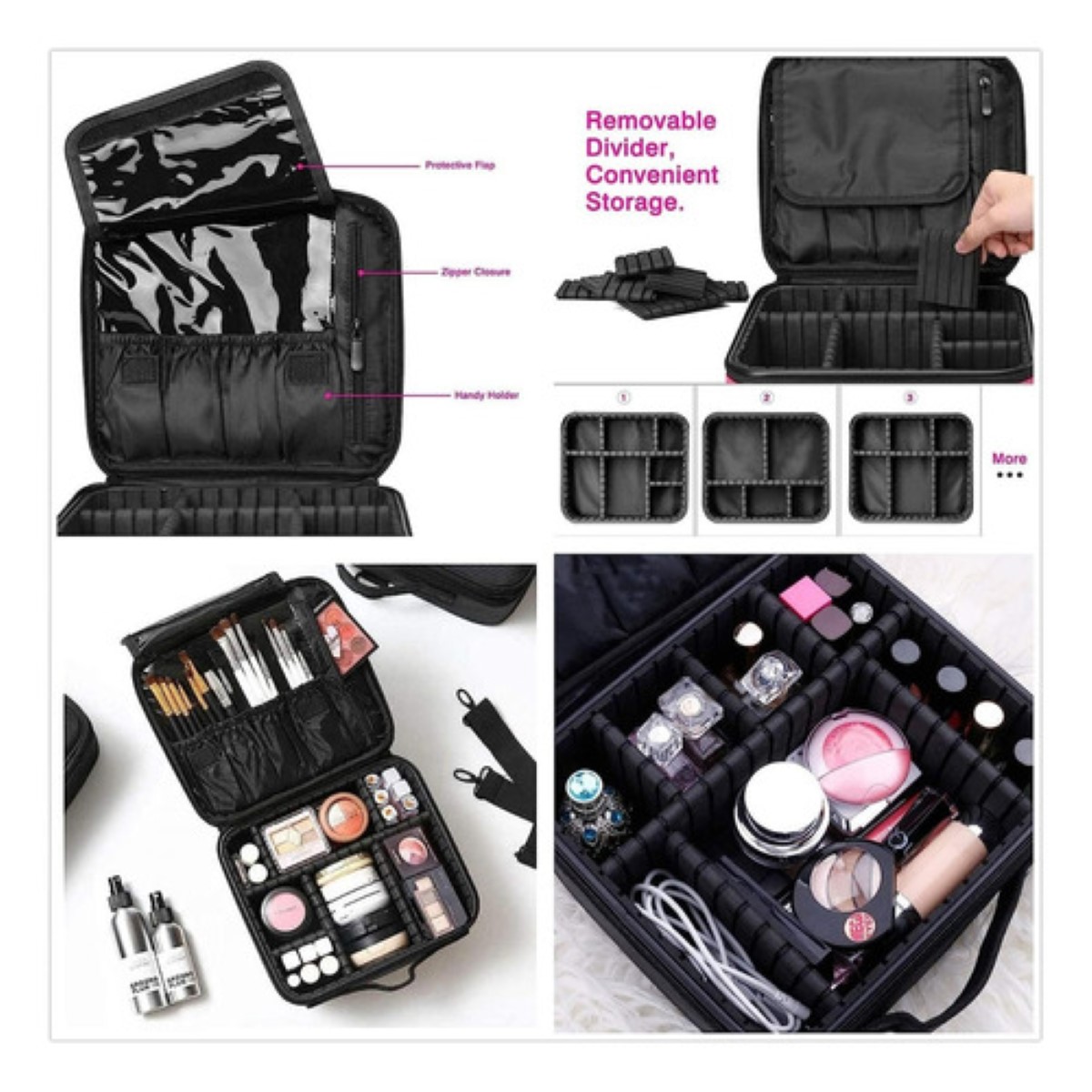 Estuche Organizador De Maquillaje De Viaje Para Cosméticos Negro