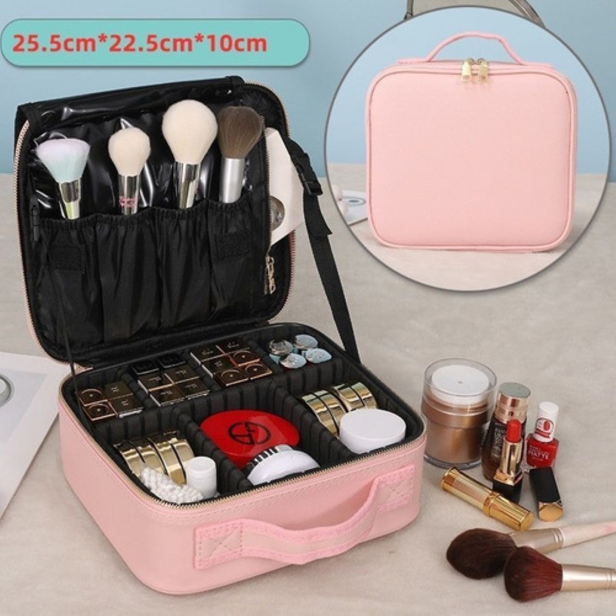Estuche Organizador De Maquillaje De Viaje Para Cosméticos Rosa
