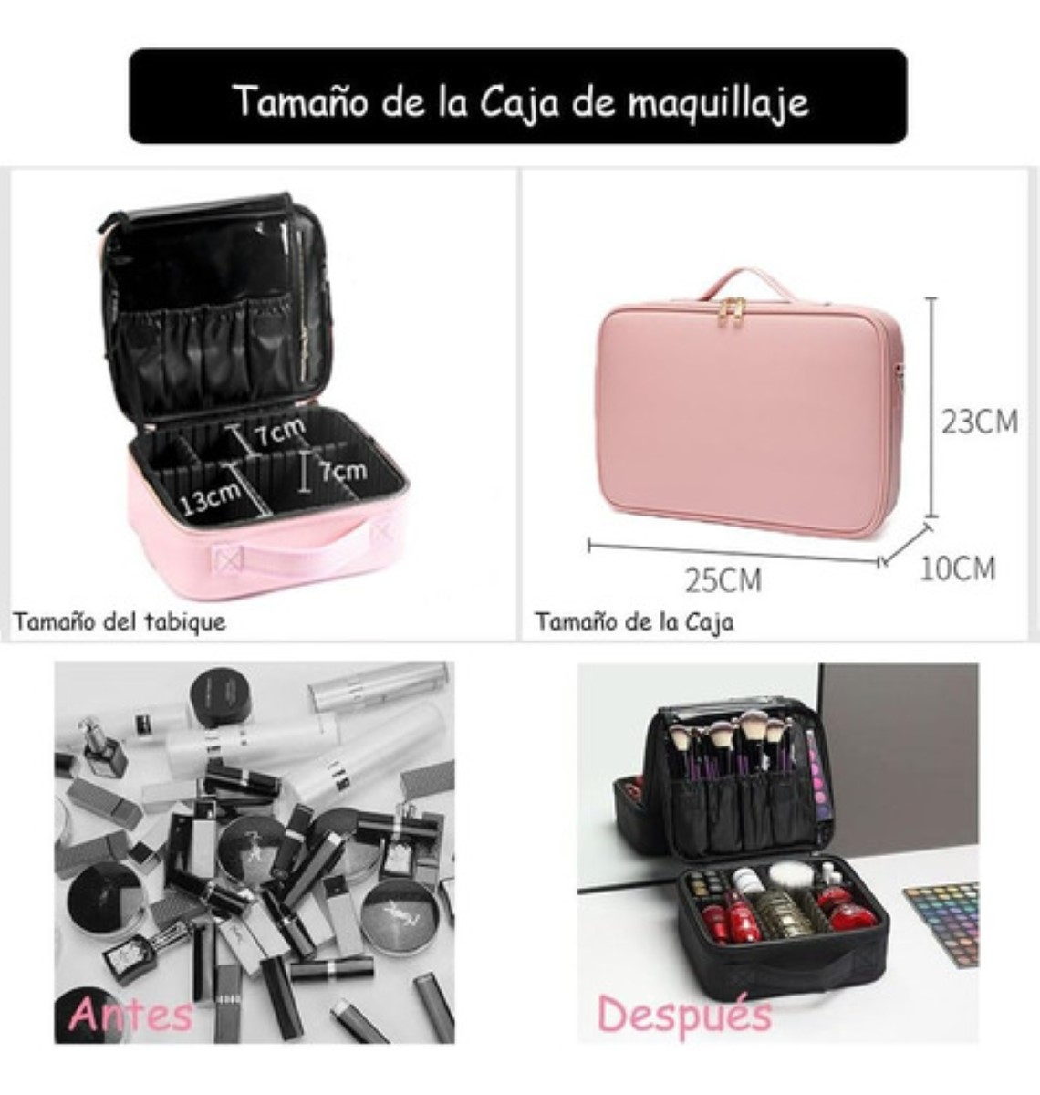 Estuche Organizador De Maquillaje De Viaje Para Cosméticos Rosa