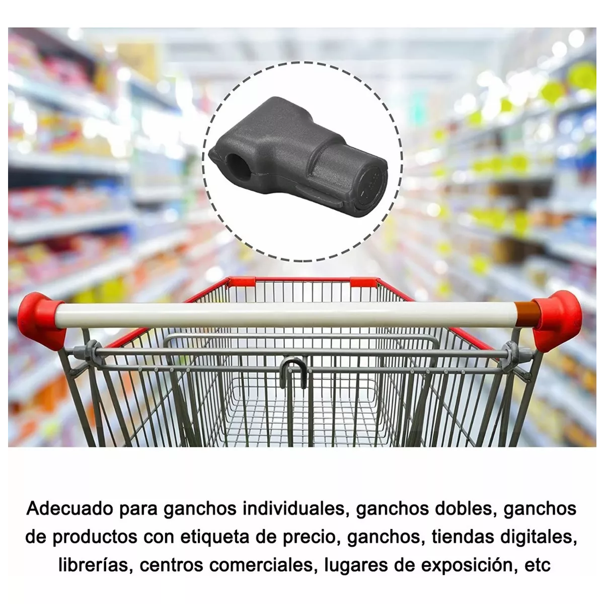 Kit 50 Pcs Candados Ganchos Exhibidor Negro Y 1 Llave Magnética