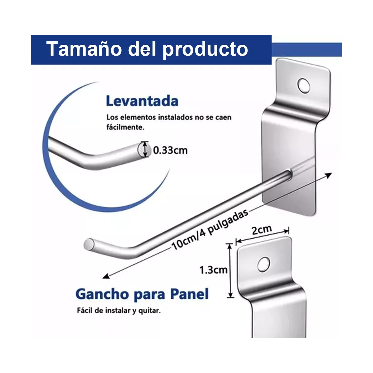 Set Ganchos Blister Panel Ranurado Exhibipanel 10cm 90 Piezas