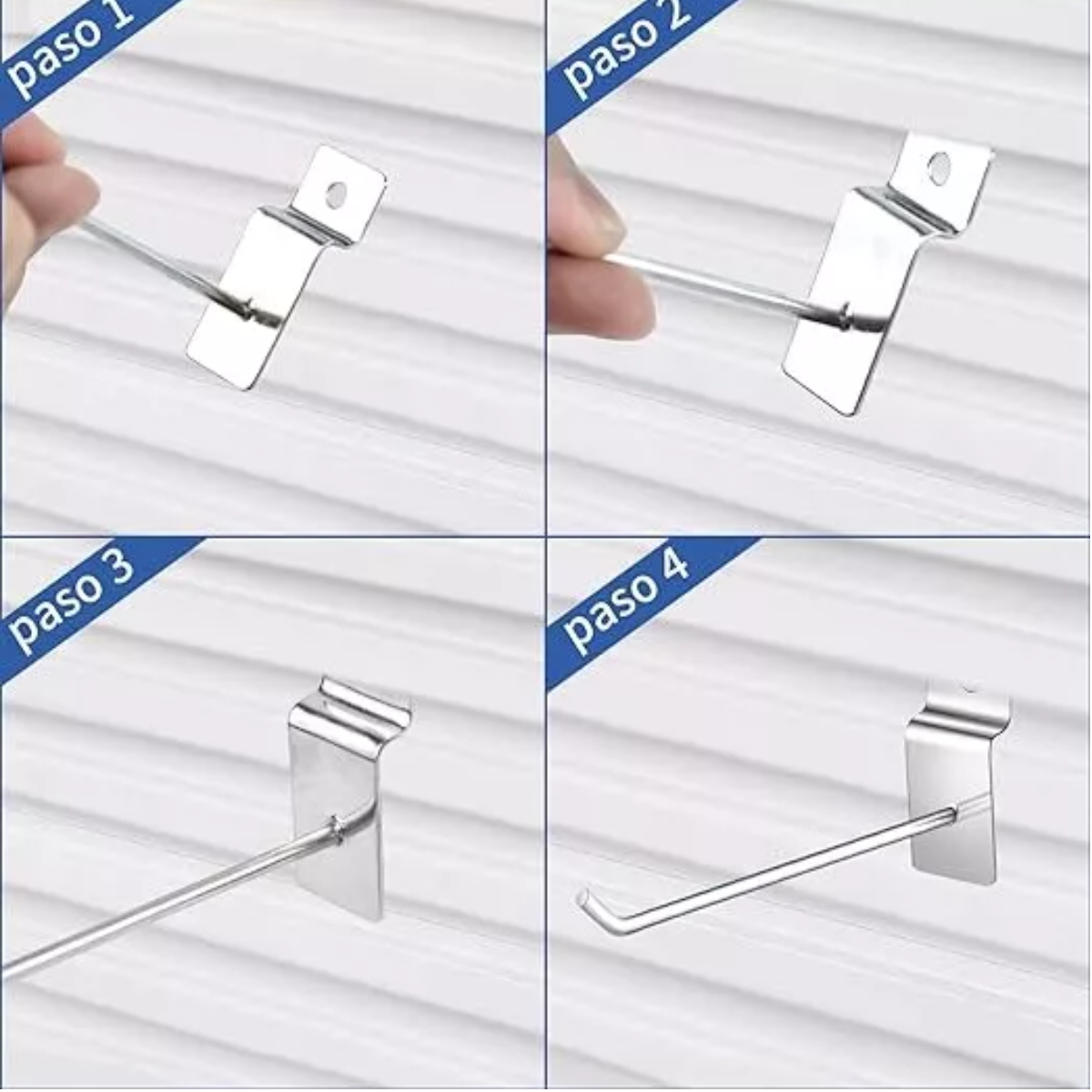 Set Ganchos Blister Panel Ranurado Exhibipanel 10cm 90 Piezas