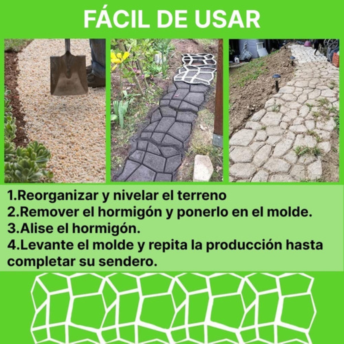 Molde Concreto Estampado Molde Jardin Piedra Patio NEGRO