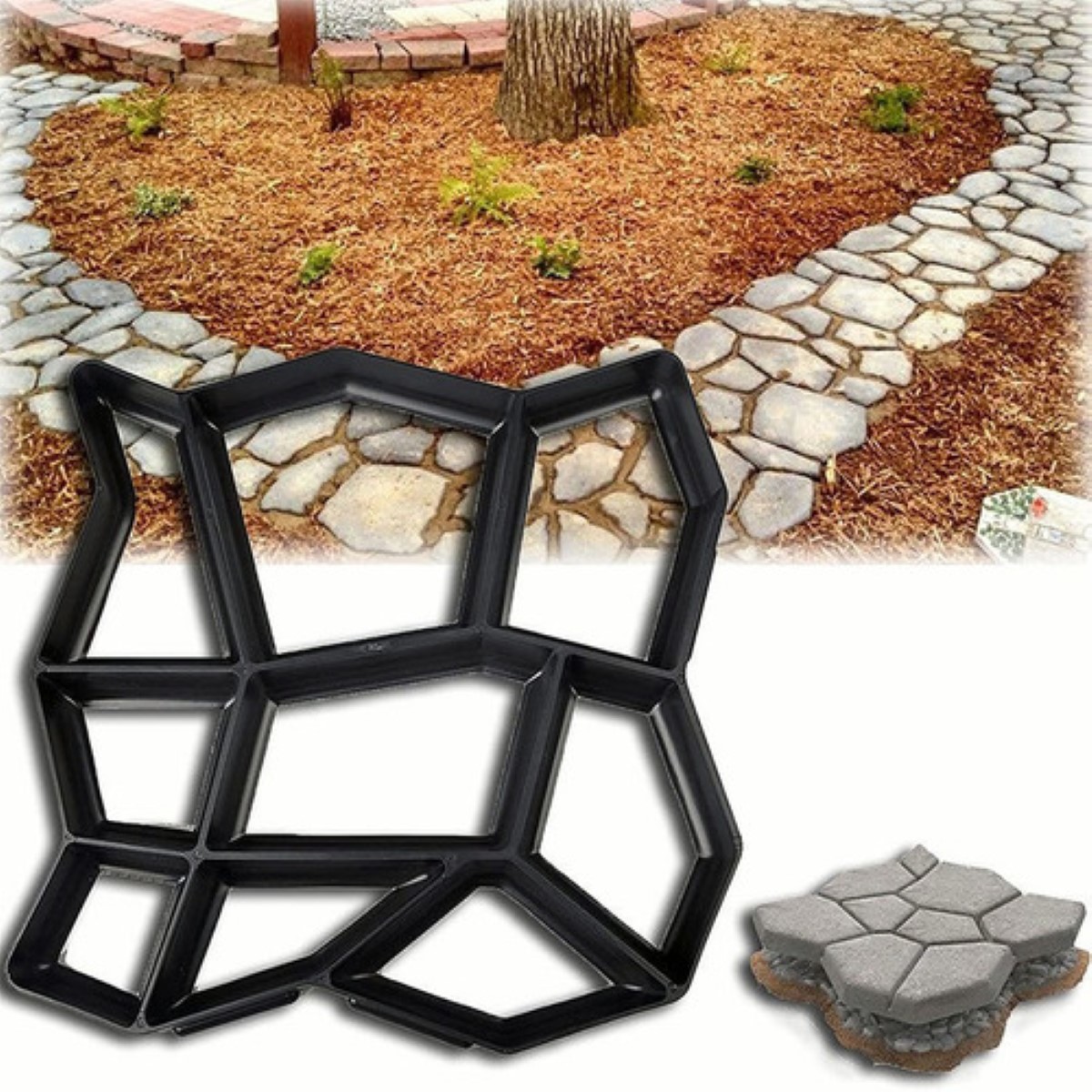 Molde Concreto Estampado Molde Jardin Piedra Patio NEGRO