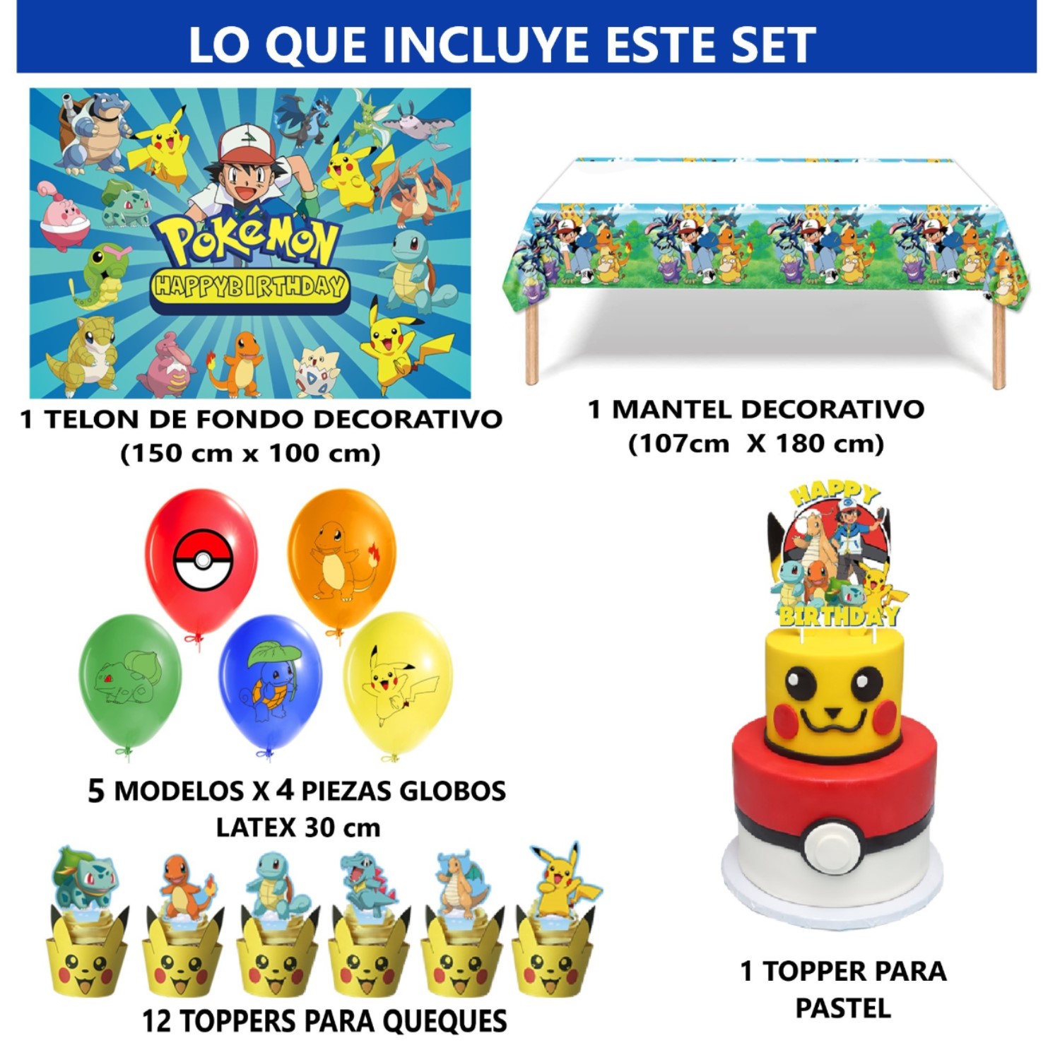 Globos Cumpleaños Decoración Kit De Fiesta Alusivo Pokemon