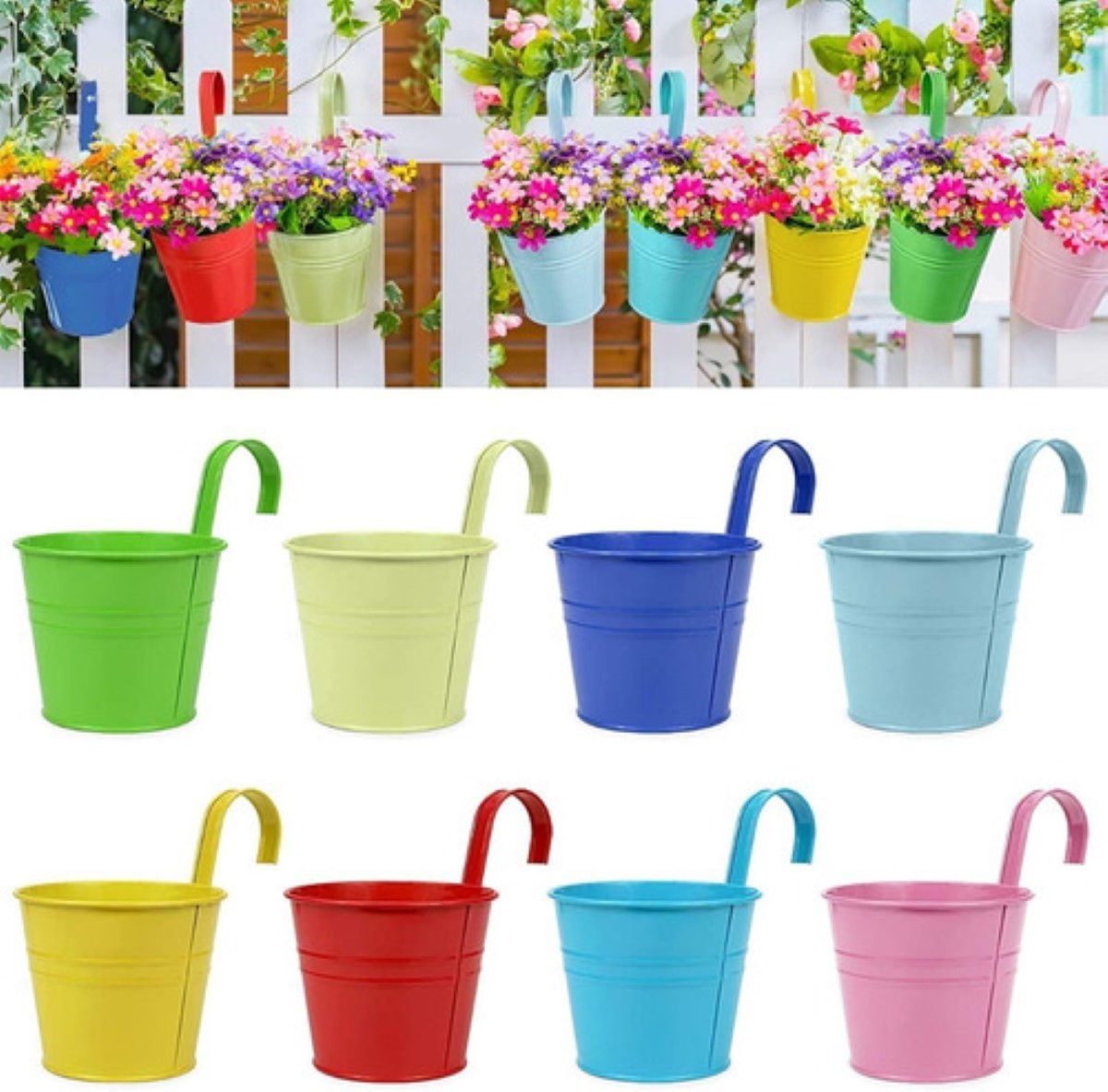 Maceta Colgante Para Baranda De Balcón, 8 Unidades colores