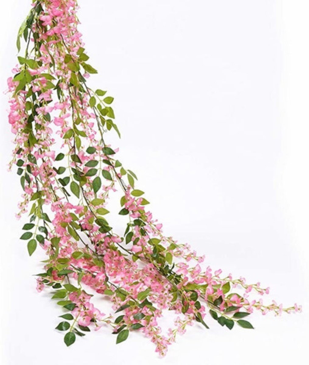 Guirnalda Wisteria Flores Artificiales Decoración Rosa 4p verde/ROSA