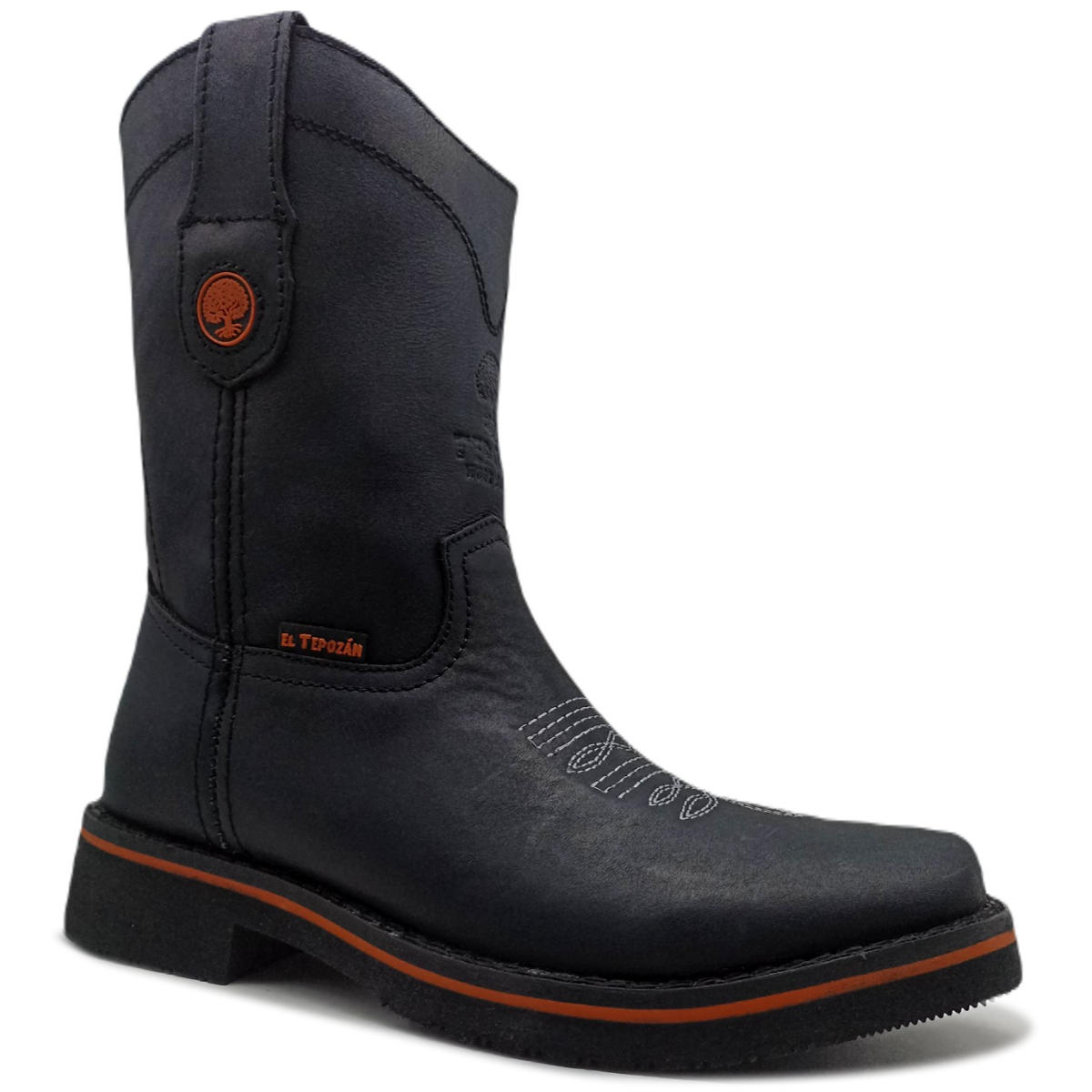 Bota de Piel Cosida y Bordada de estilo Charro o Vaquero apta para Trabajo 960