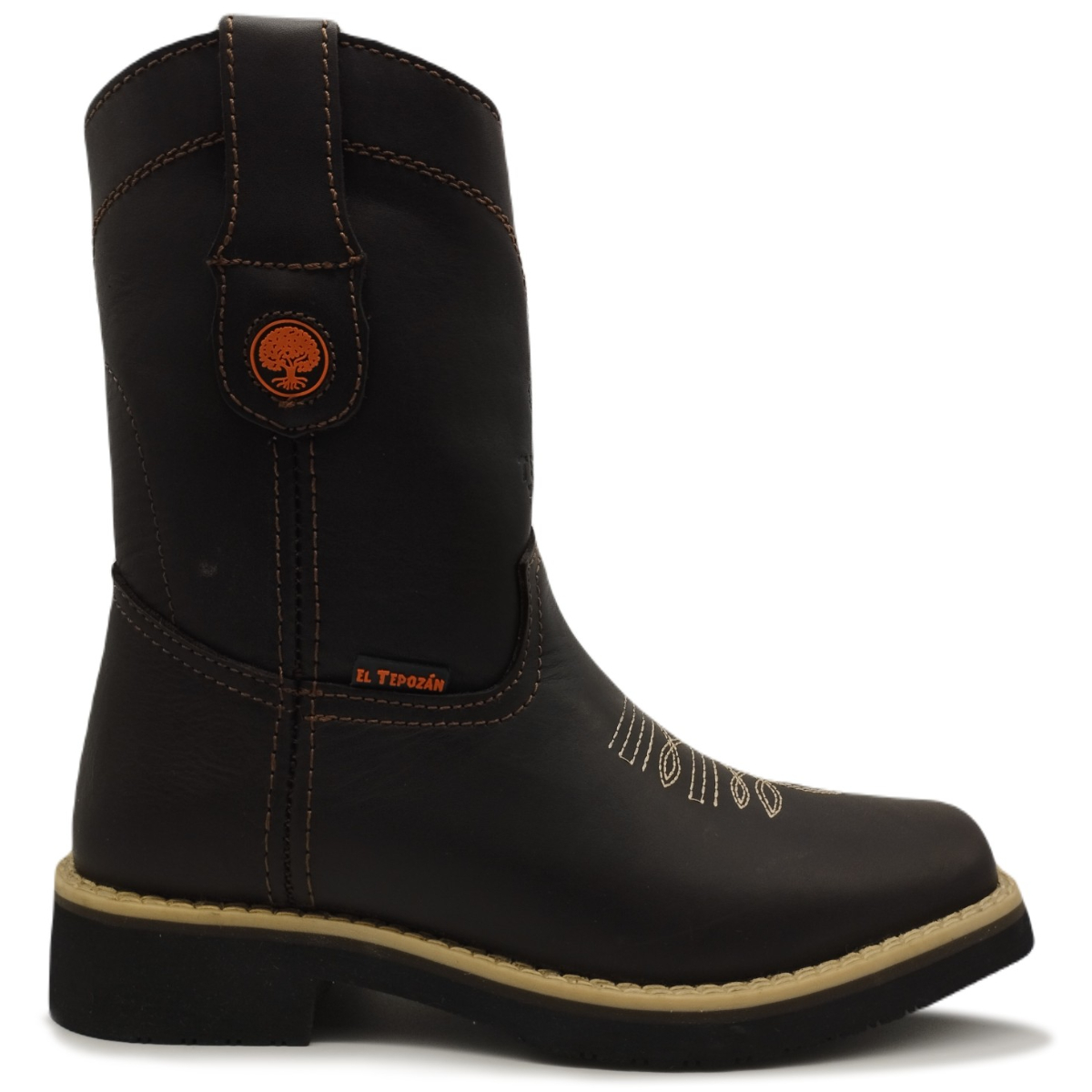 Bota de Piel Cosida y Bordada de estilo Charro o Vaquero apta para Trabajo 960