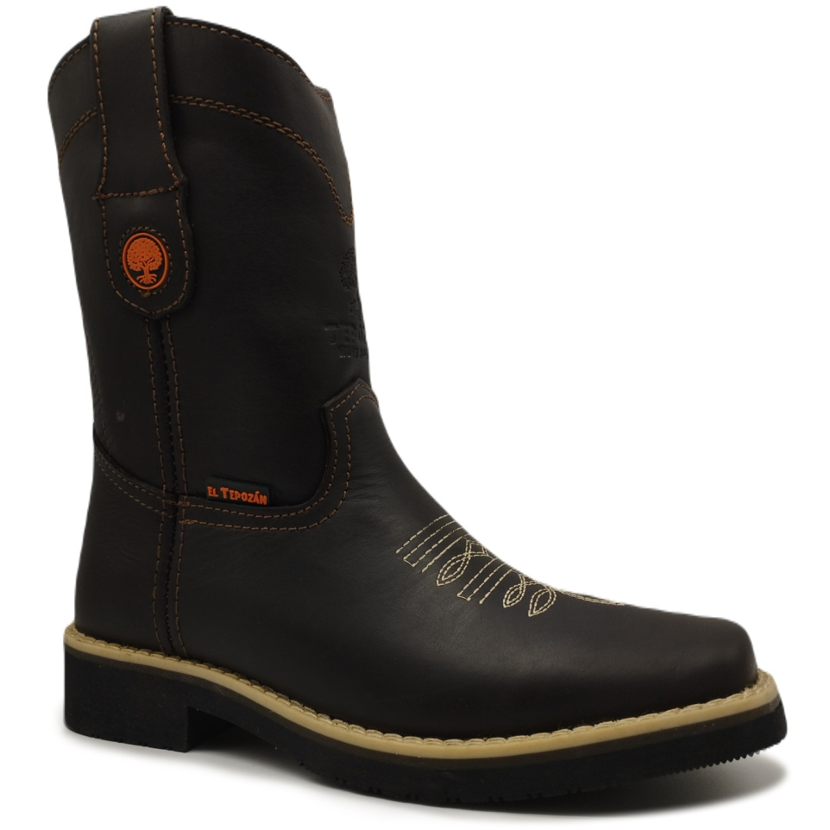 Bota de Piel Cosida y Bordada de estilo Charro o Vaquero apta para Trabajo 960