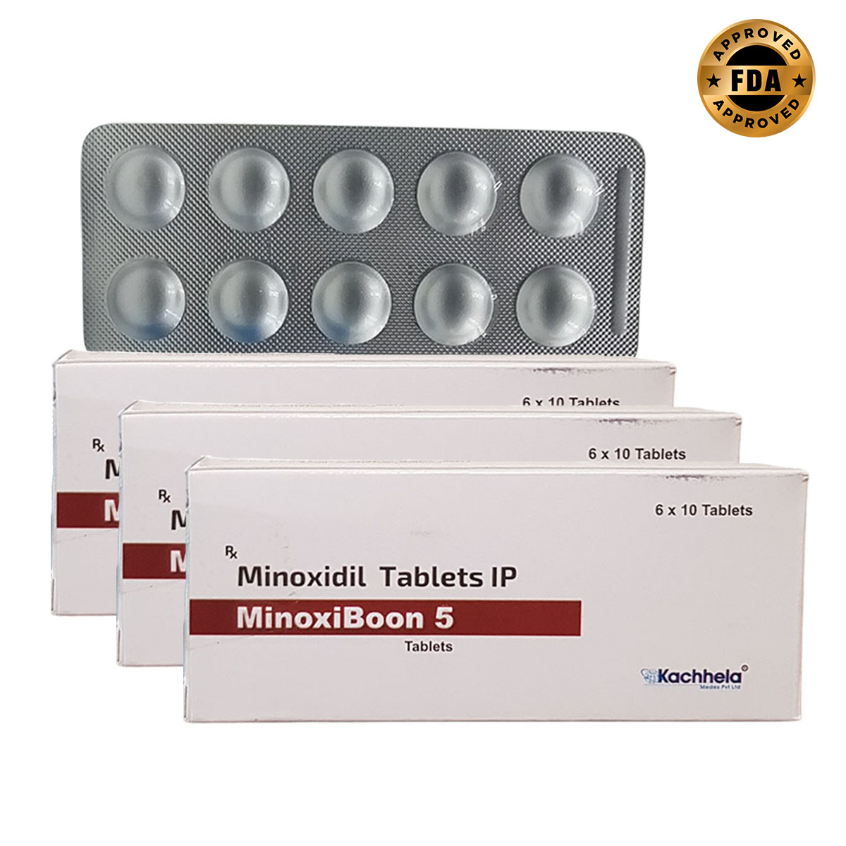 Minoxidil 5mg 60 Tabletas MinoxiBoon 3 Cajas