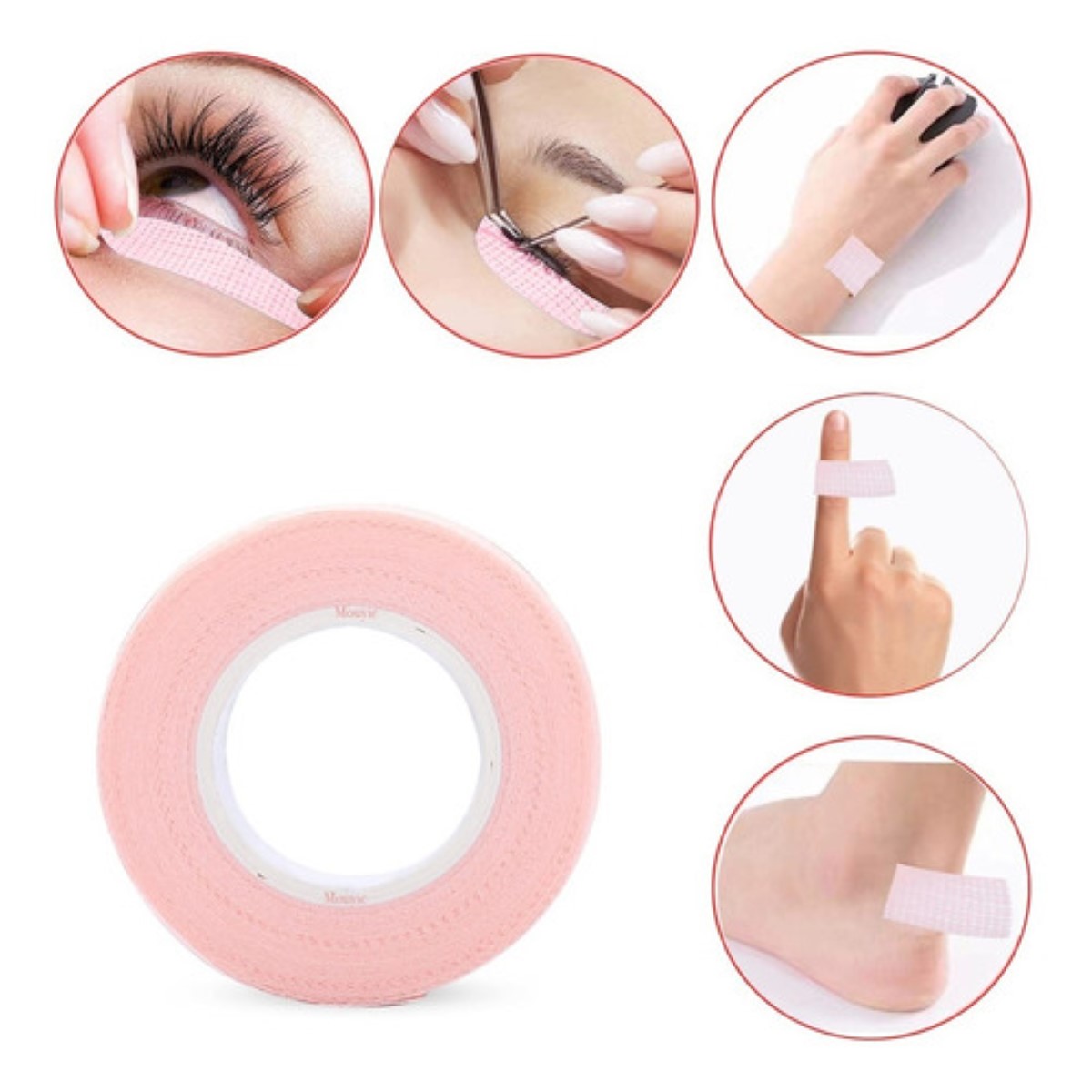 3 Cintas Extensión De Pestañas Micropore Papel Cinta Médica rosa
