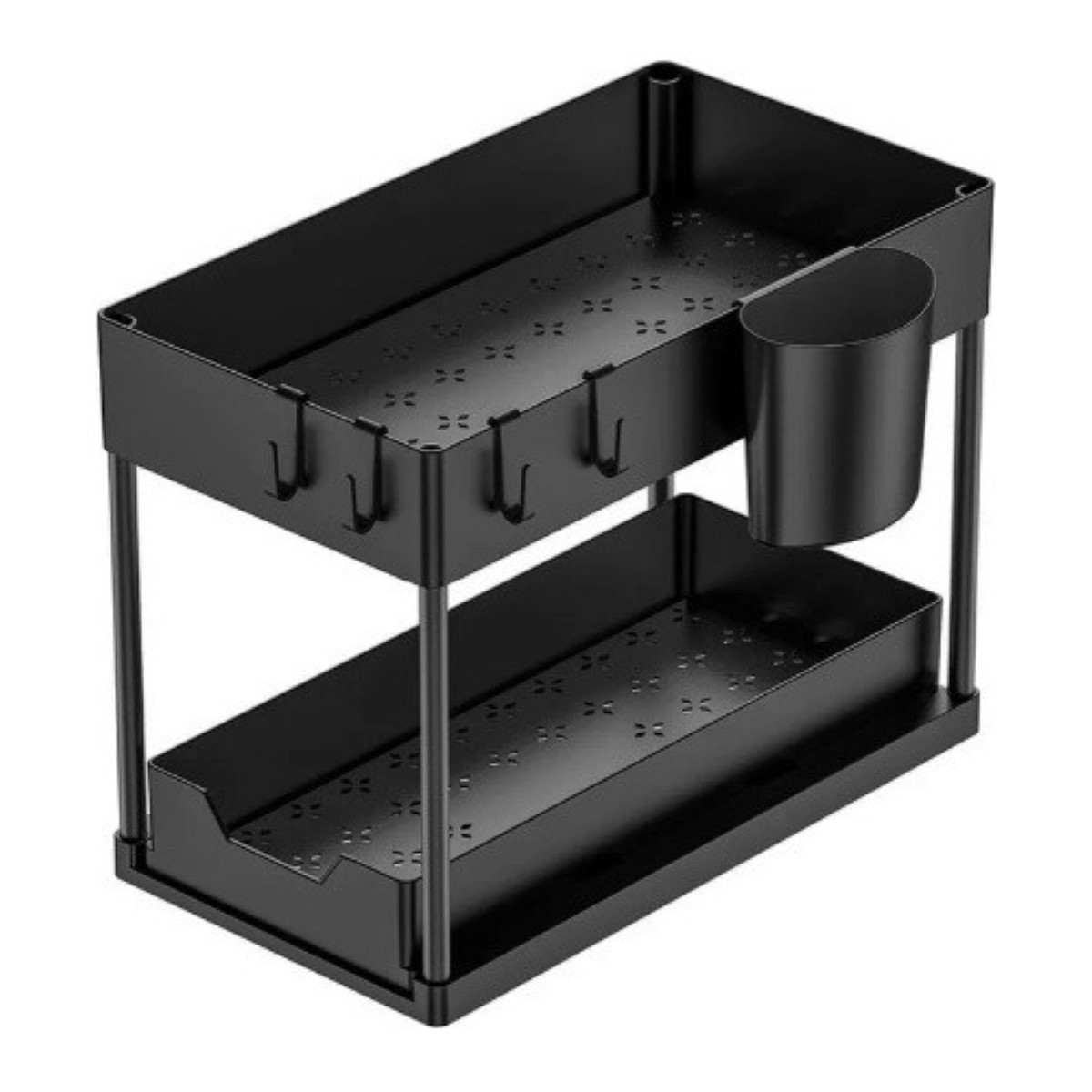 2 Niveles Organizador Cocina Escurridor De Trastes Corredizo negro