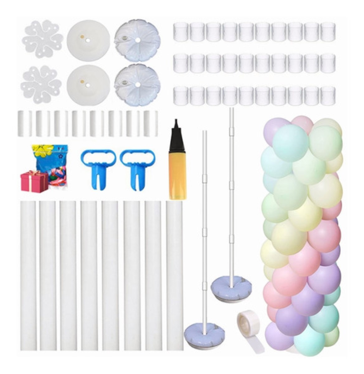 Columna Portátil Con Base Para Decoración Con Globos 2 Pzas Blanco