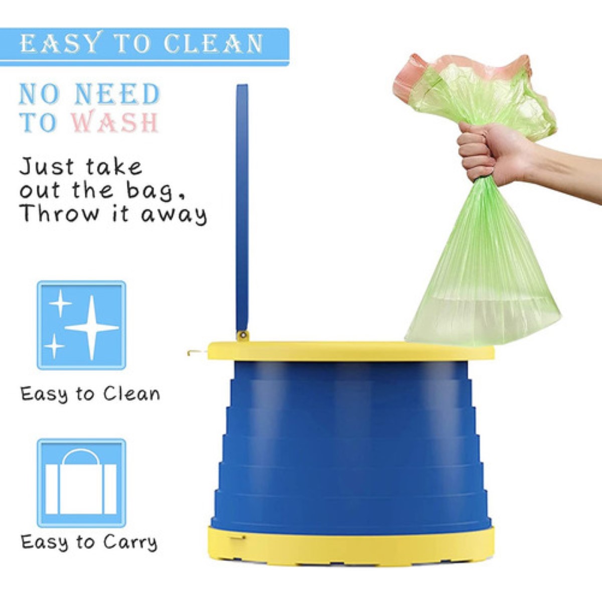 Inodoro Plegable Portátil Adaptador Asiento Para Bebe Viajes azul/amarillo