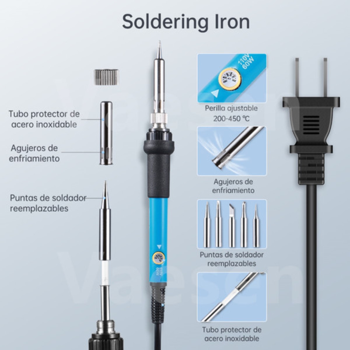 Kit De Soldador Puntas De Soldar, Succionador De Soldadura azul